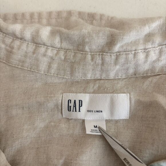 Gap Shirt Women's Medium 100% Linen Button Up Long Sleeve Collared Shirt Top - Picture 6 of 8